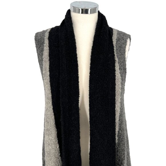 The Alpaca Guy Sleeveless Colorblock Vest Lounge Duster Gray Black One Size - Picture 2 of 11
